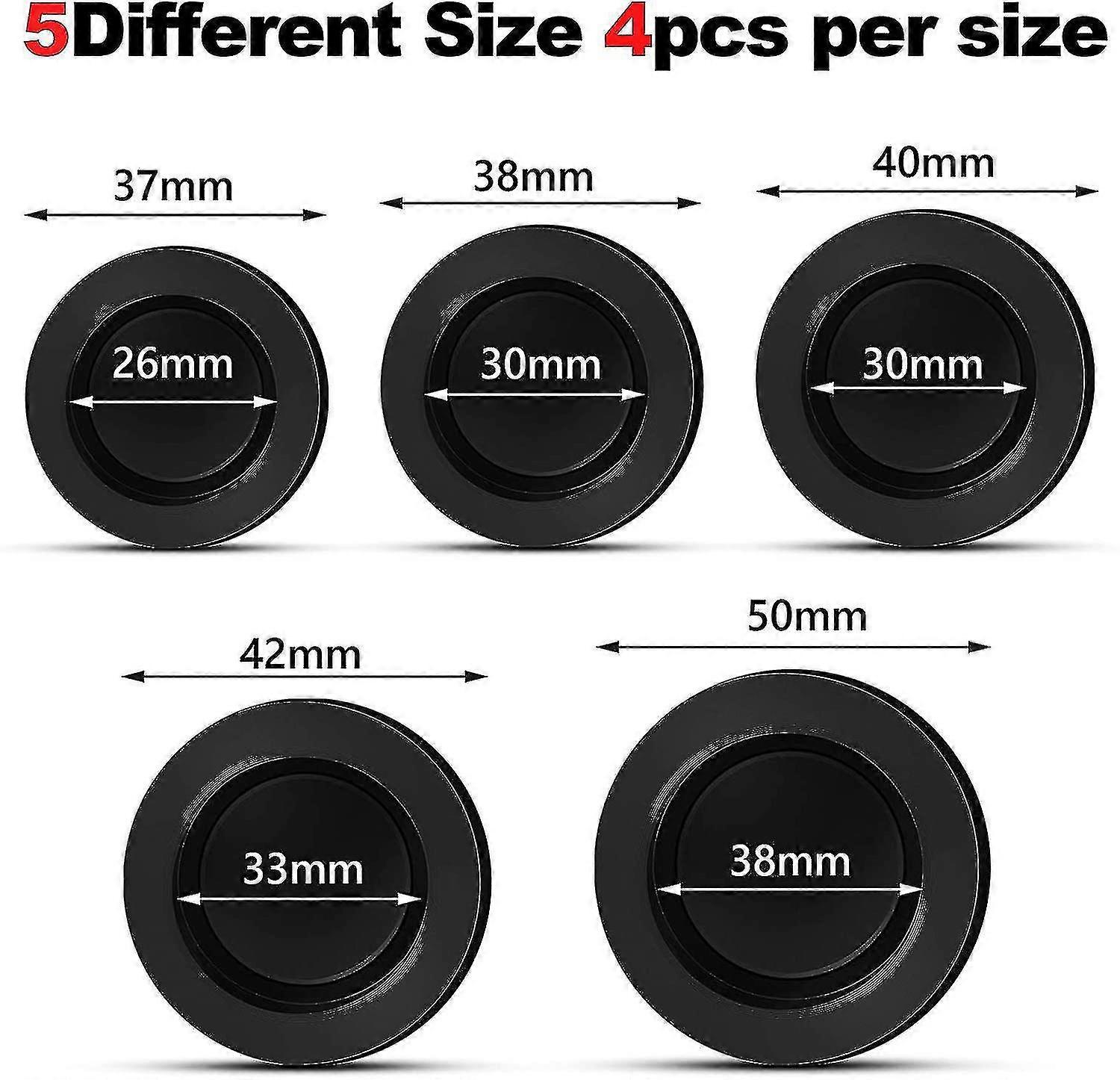 20 Pieces Black Rubber Saving Box Plug Piggy Bank Plug Rubber Piggy Bank Stopper Cover Rubber Round Plug (5 Sizes)