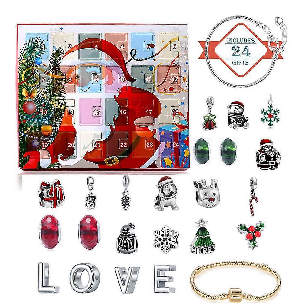Christmas Countdown 24 Days Xmas Advent Calendar 2022 Charm Bracelet Toy Gift Girl