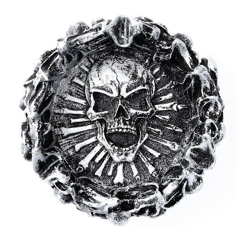 Decorative Skulls and Crossbones in Flames Ashtray for Spooky Skeleton Halloween Decorations