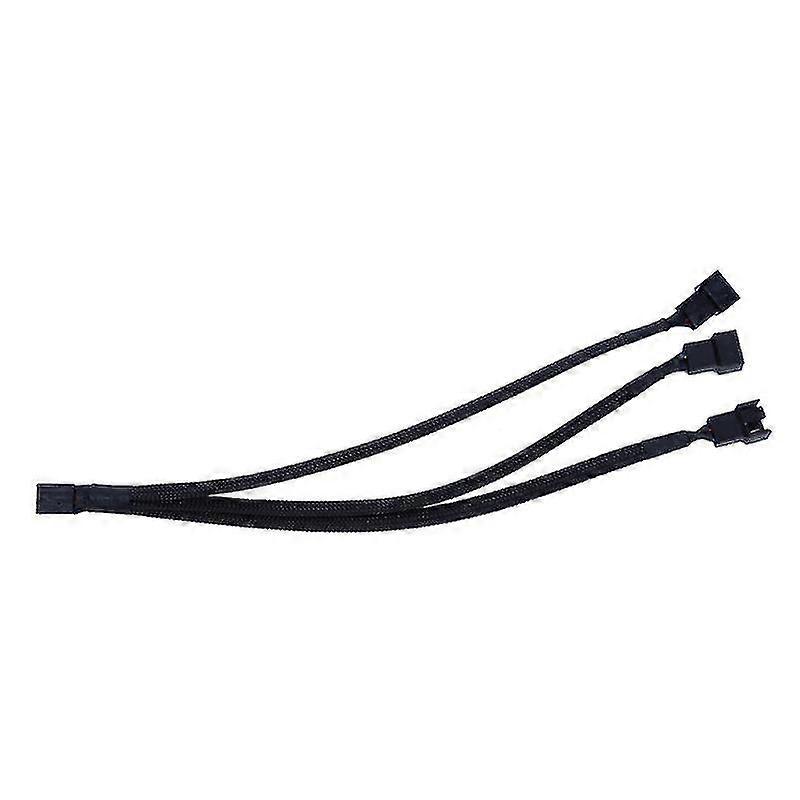 1pc 1 To 3 Way Splitter Black Sleeved 4-pin Pwm Connector Fan Extension Cable