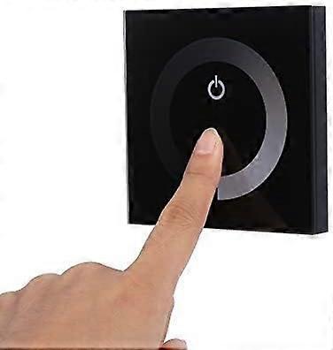 DC 12-24V LED Touch Wall Controller Panel - Brightness Changing Dimmer Switch (Black)