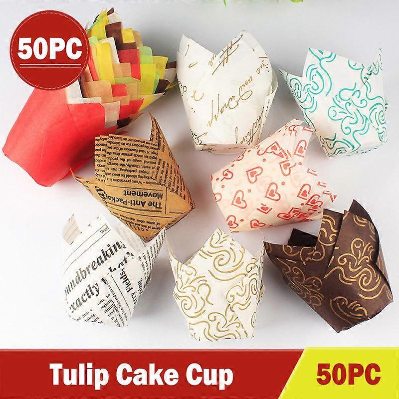 50pcs Pattern Baking Cupcake Liners Cup Paper Tuli Baking Wrappe Case Cake Muffin Cup Box Cake Tool Cupcake For Kitchen