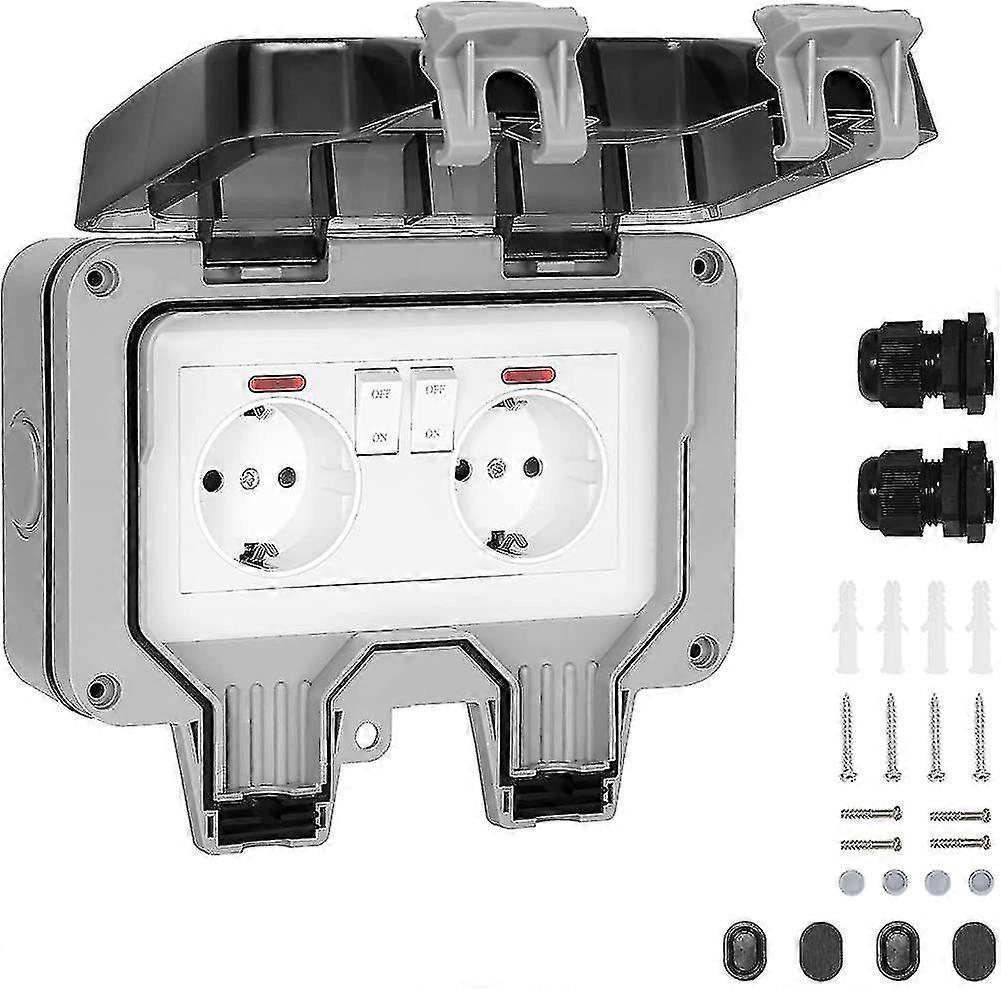 Germany Waterproof Socket Double Outdoor Electrical Socket Ip66 Waterproof Wall Socket high quality