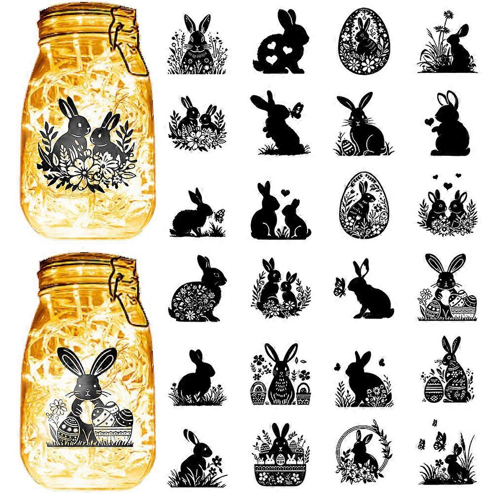 PVC Lamp Film for DIY Colorful Light Hanging Lamp Frosted Glass Jar Rabbit 100x90mm 24pcs/set
