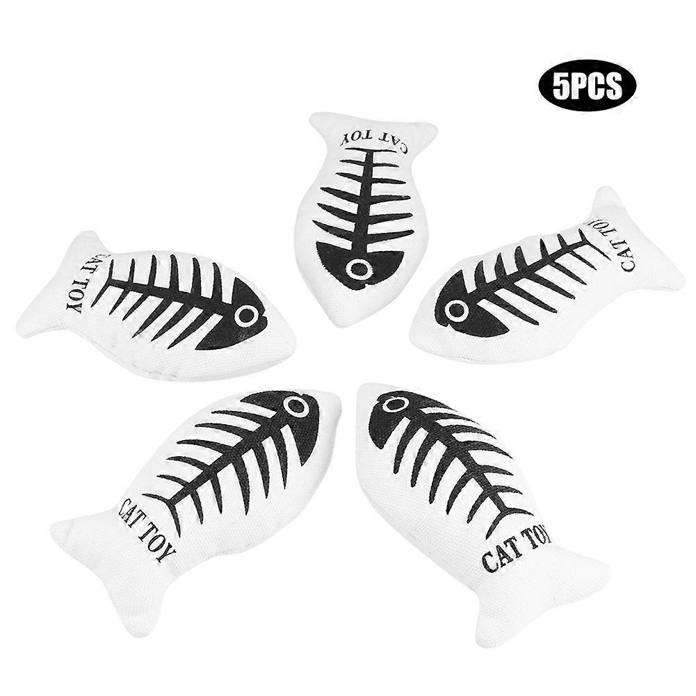 5Pcs Pet Canvas Simulation Fish Shape Interactive Toy with Catnip for Cat Playing