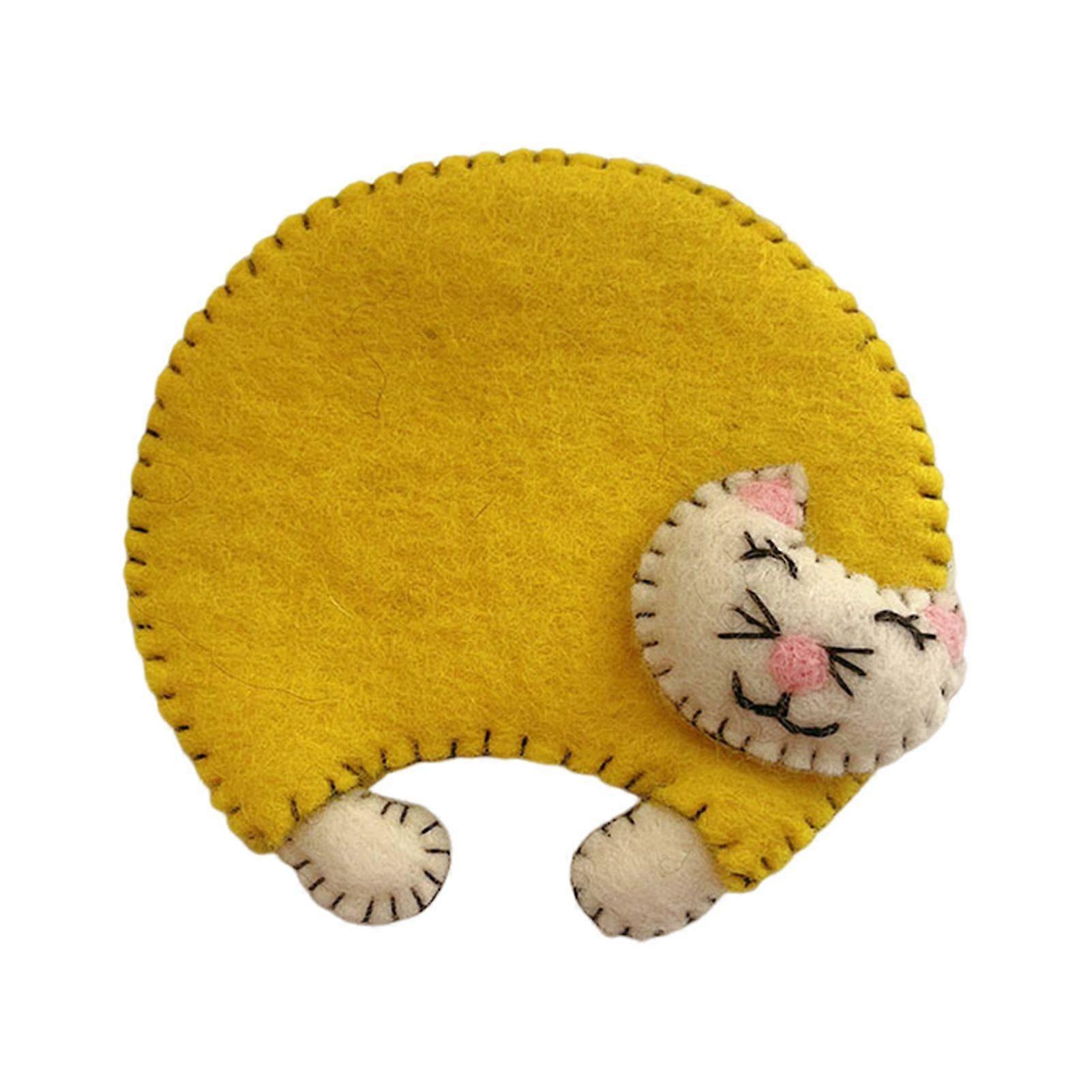 Handmade Felted Cat Coasters Soft Cup Mat for Hot Cold Beverages Cute Kitten Drink Coasters for Table Protection