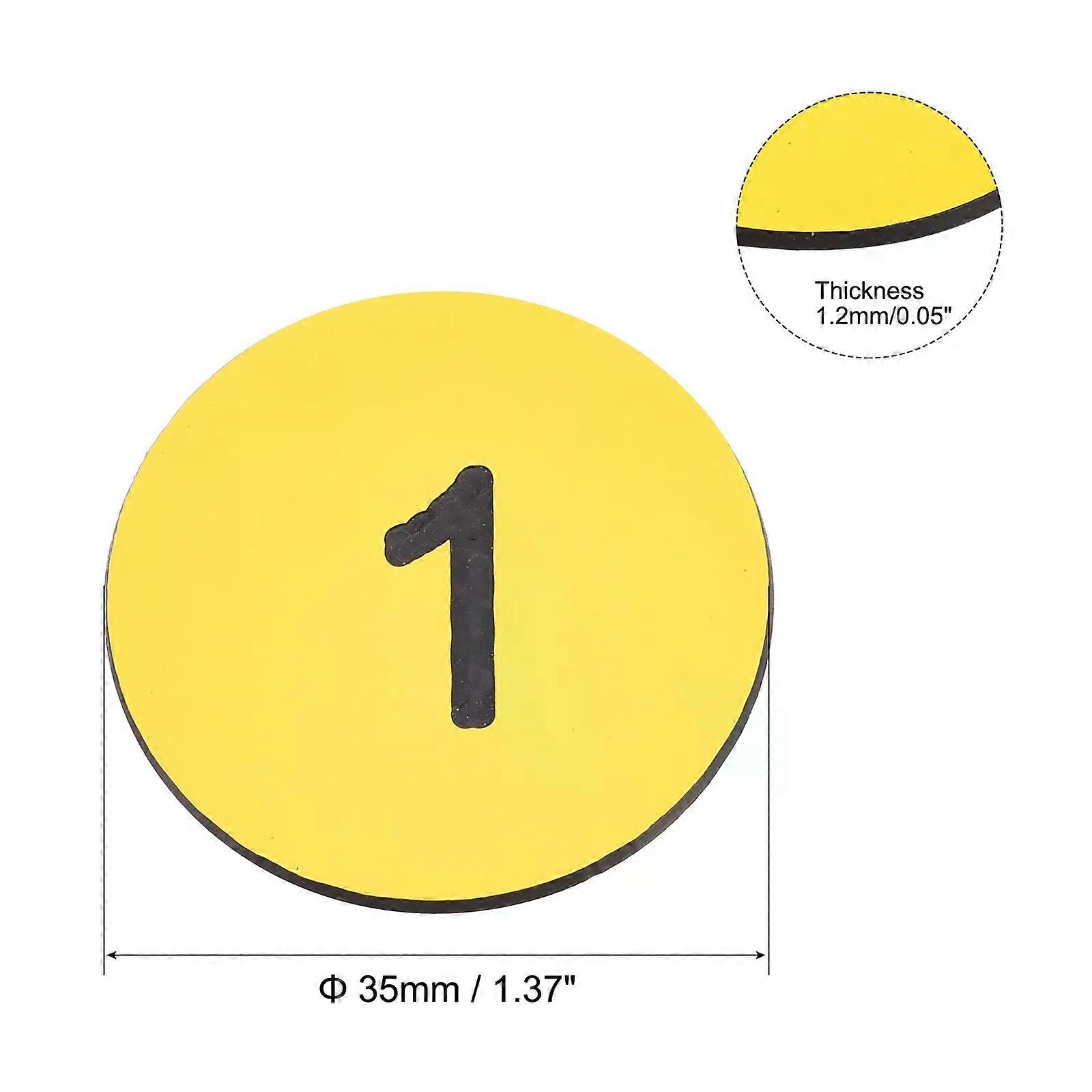 25Pcs Plastic Number Tag 1-25 Digital Tags Sign Tag Acrylic Engraved Yellow with Self-Adhesive