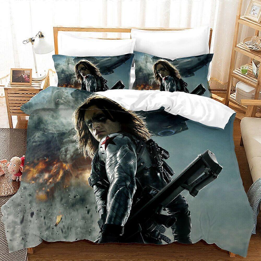 v569 Lençóis Soldado de Inverno Conjunto de Cama Capa de Edredom Capa de Edredom Fronhas PresenteConjunto de Cama de 3 Peças (1 Capa de Edredom + 2 Fronhas) y569