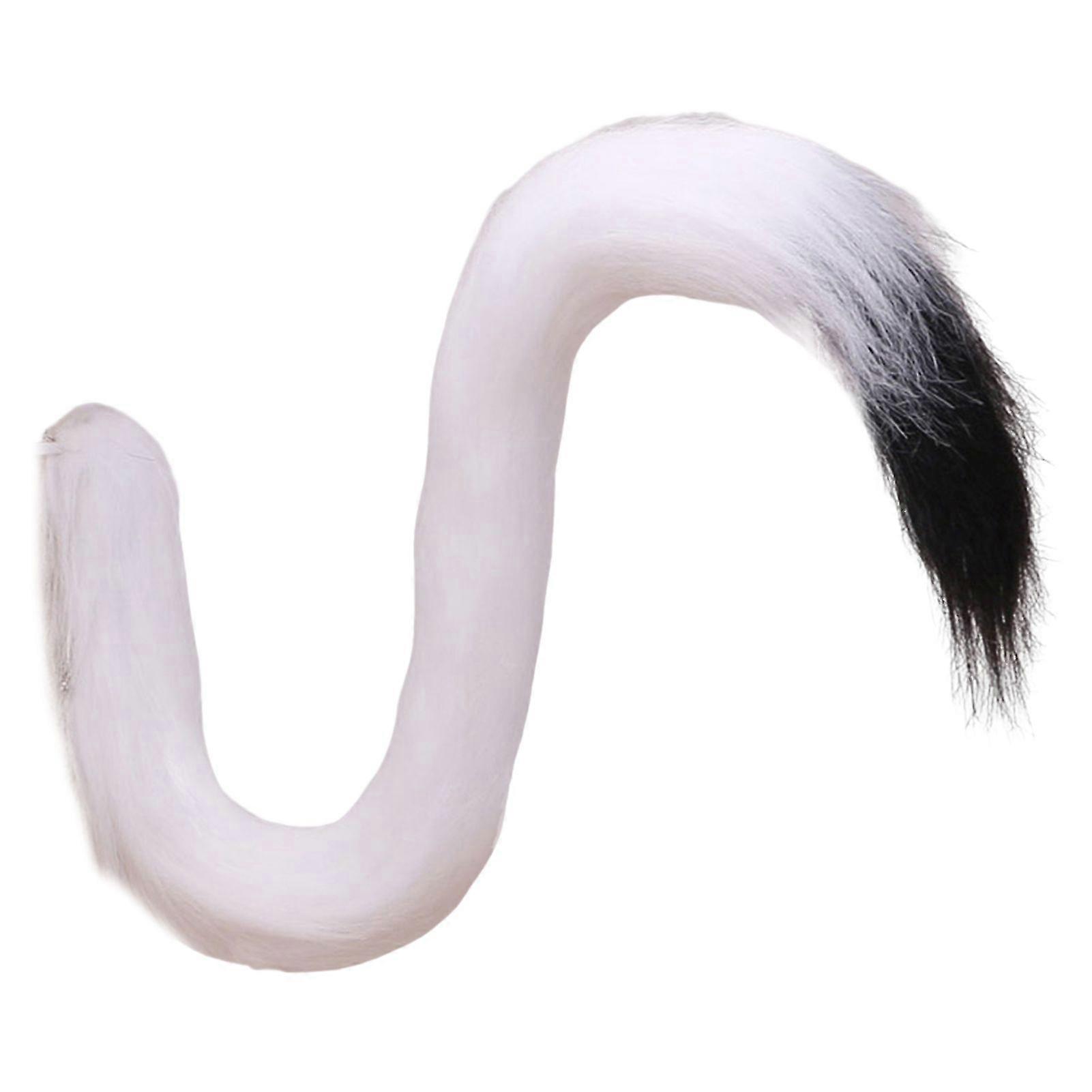 Cosplay Fake Cat Tail Soft Fuzzy Plush Contrast Color with Metal Pin Fixed Performance Club Dance Paty Costumes Prop Artificial Tail