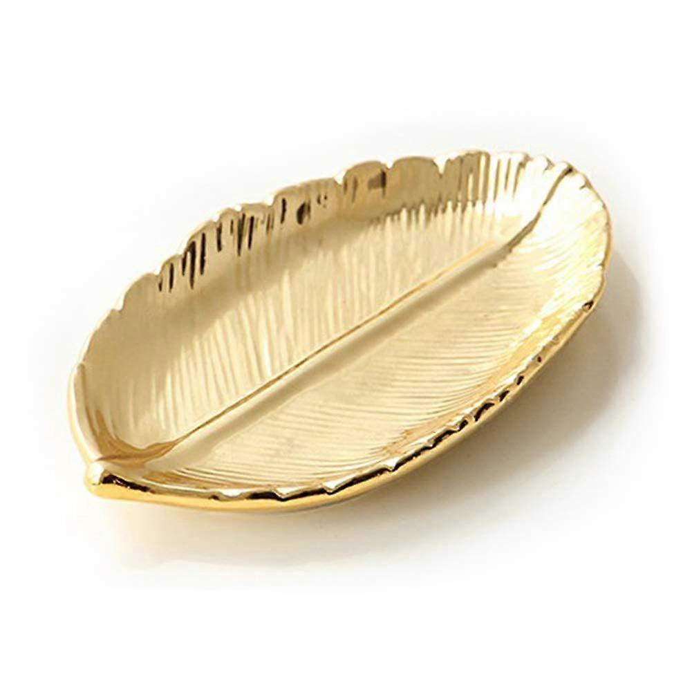 Leaf-Shaped Ceramic Jewelry Tray for Weddings Small Size