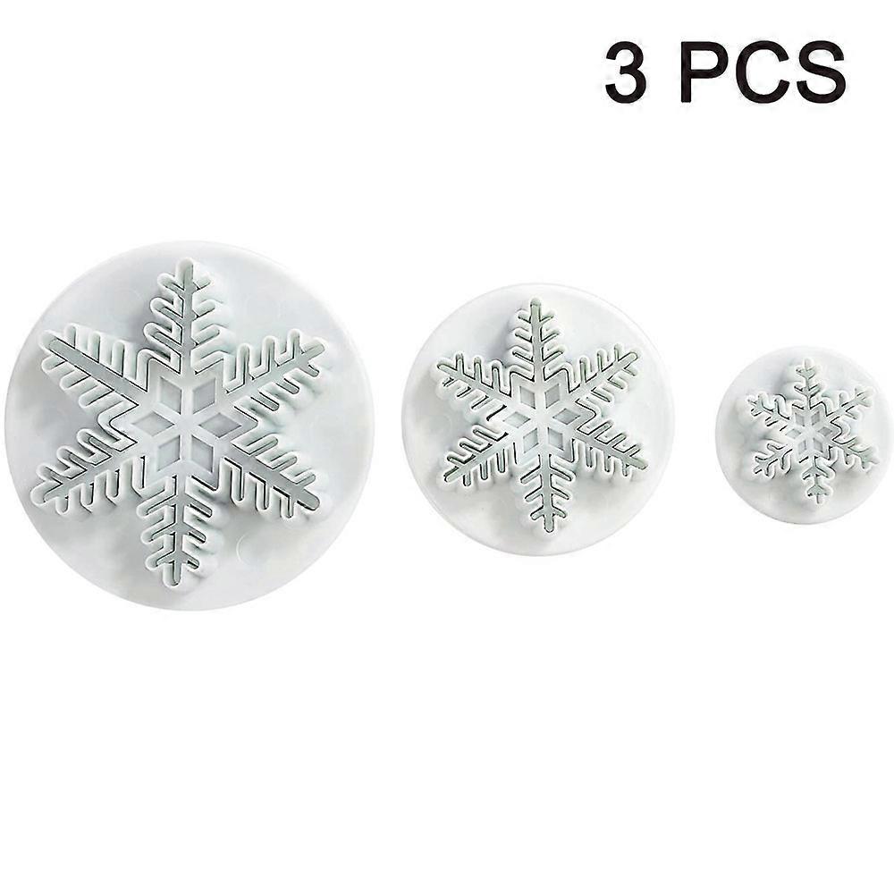 6PCS Snowflake Cookie Cutters Decorating Fondant Embossing Tool Snowflake Plunger Cake Cutter