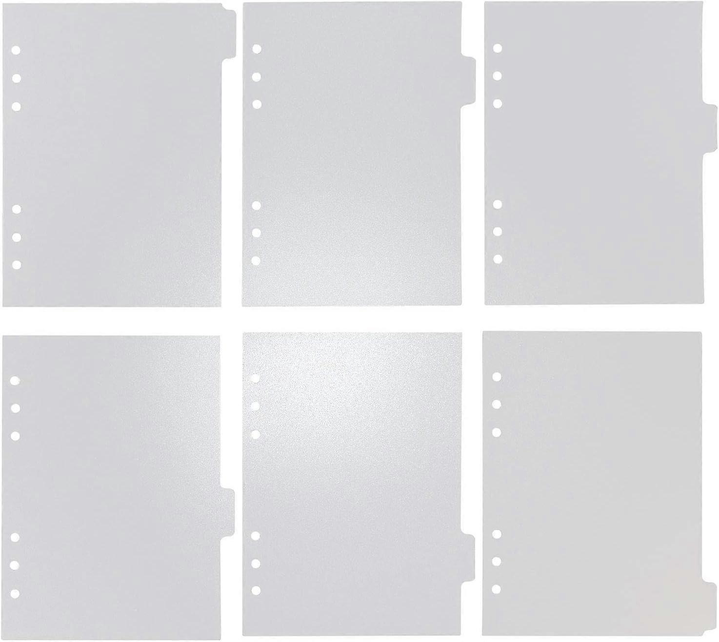 6 trous Transparent Pvc Classeur Séparateur Pages Avec Onglets Papier Transparent Feuille Séparateurs A5 Index Diviseurs 6 Pièces Par Set