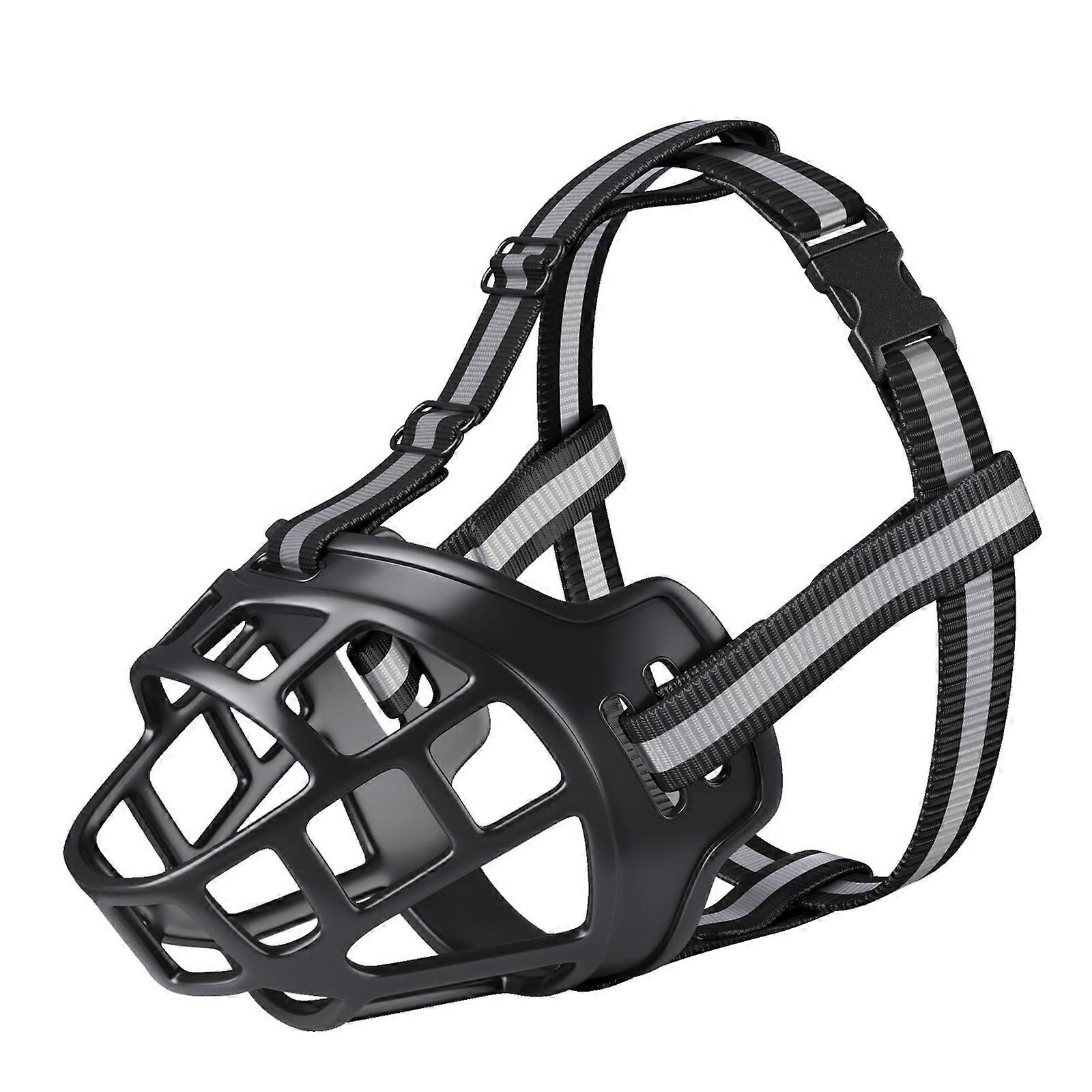 Dog Muzzle for Large Breeds, Adjustable Breathable Basket Muzzle for Barking