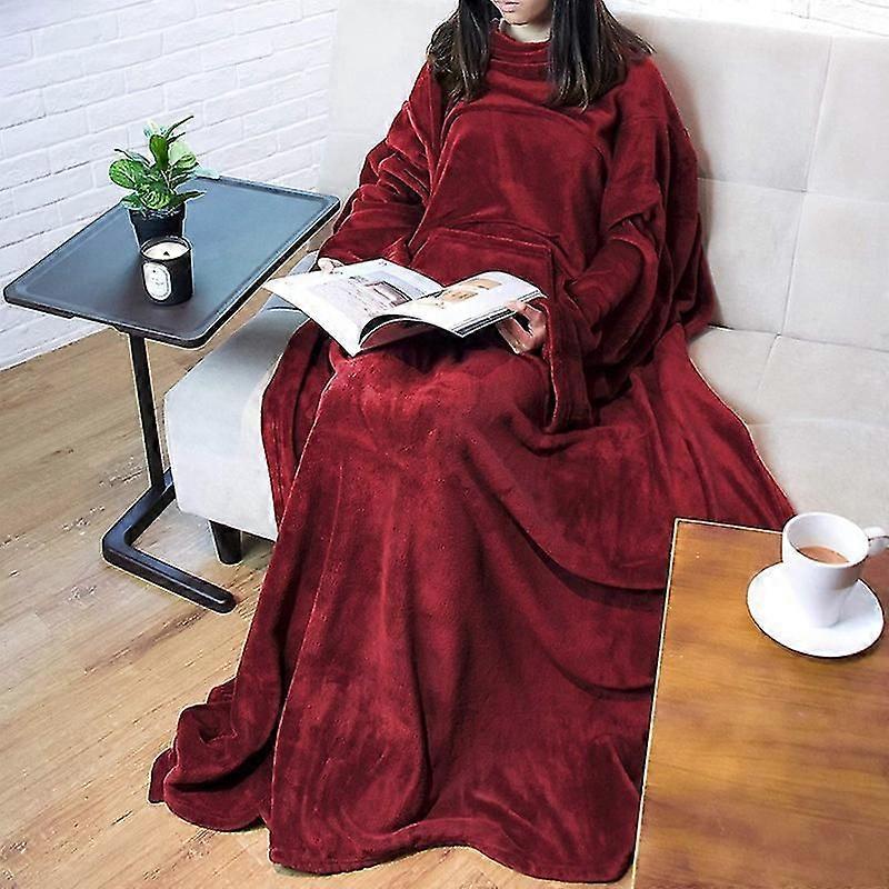 Wearable Blanket With Sleeves Soft And Warm For Sofa Lovers With Elastic Cuffs (150x180cm) Sx