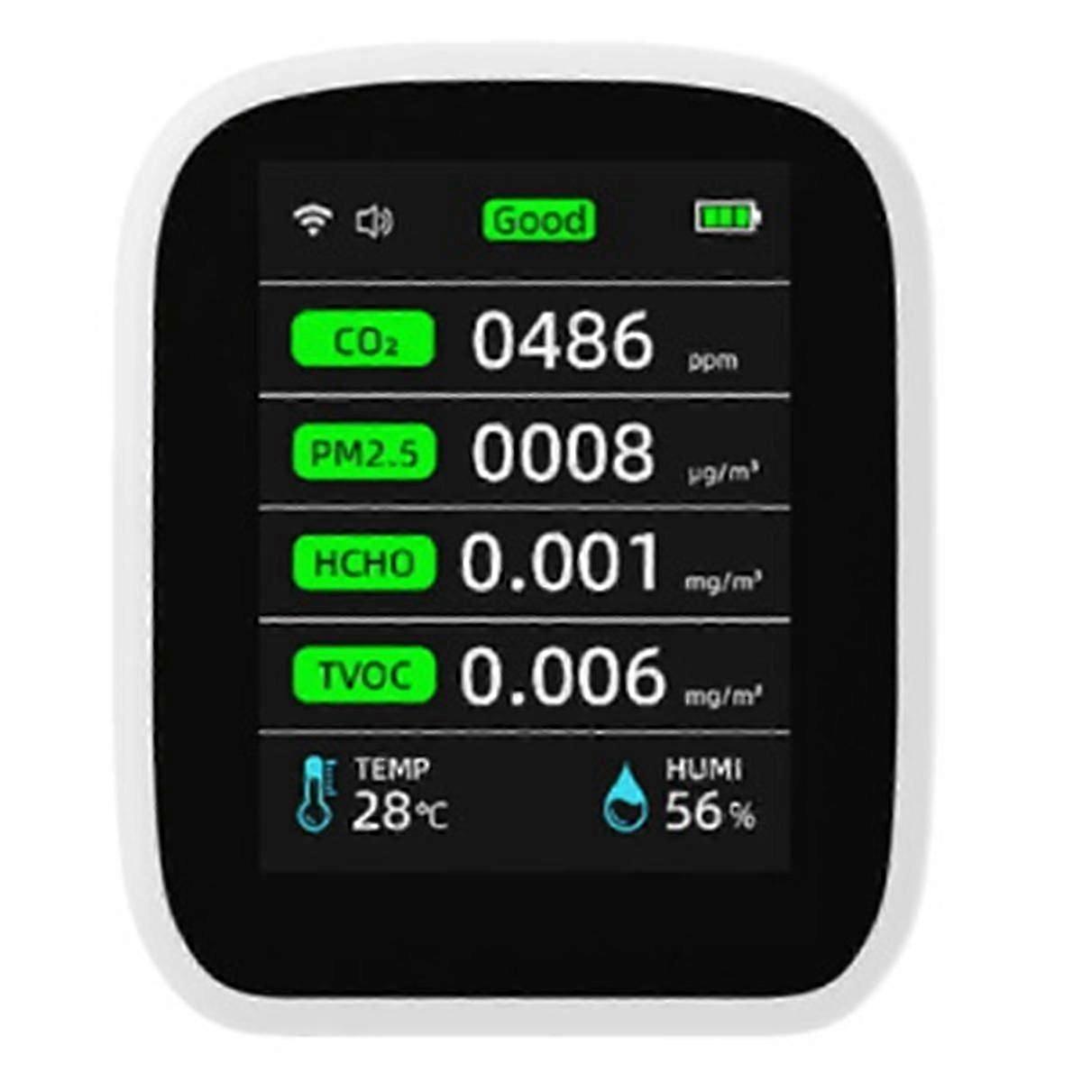 Tuya Wifi Air Quality Meter, 8-In-1 Indoor Air Quality Monitor Portable CO2 Monitor Temperature and