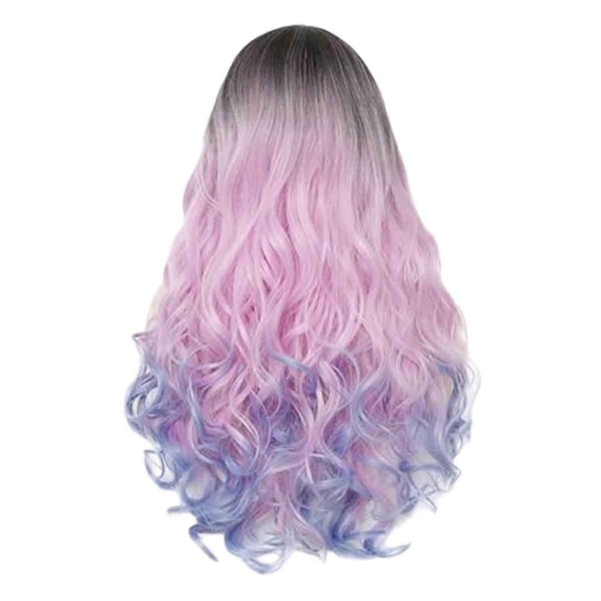 Mixed Wigs, Side Parted Long Curly Synthetic Wigs with Big Waves