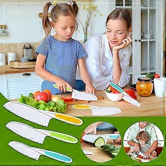 3-teiliges Backmesser-Set für die Kinderküche, sicher in der Anwendung, fester Griff, gezackte Kanten, Kindermesser, schützt kleine Köche, perfekt zum Schneiden von Lebensmitteln und Gemüse