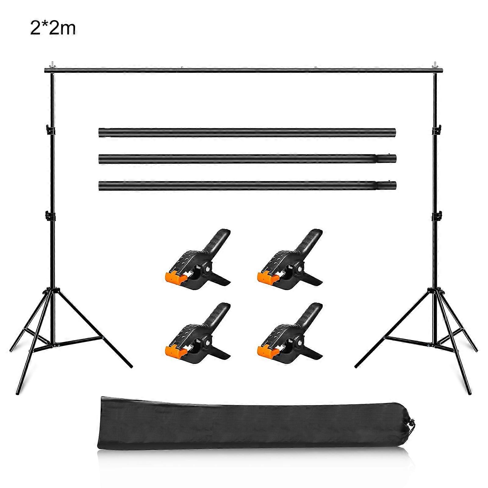 2 x 2m Photo Studio Background Support Stand Backdrop Crossbar Bracket(Black)