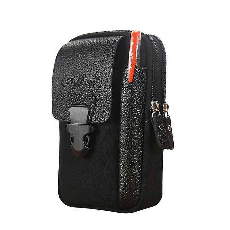 Casual Men's Waist Bag With Zipper Closure And Pocket For Cards And 4 Inch Cell Phone Travel Bag Fanny Pack Solid Color Small Size