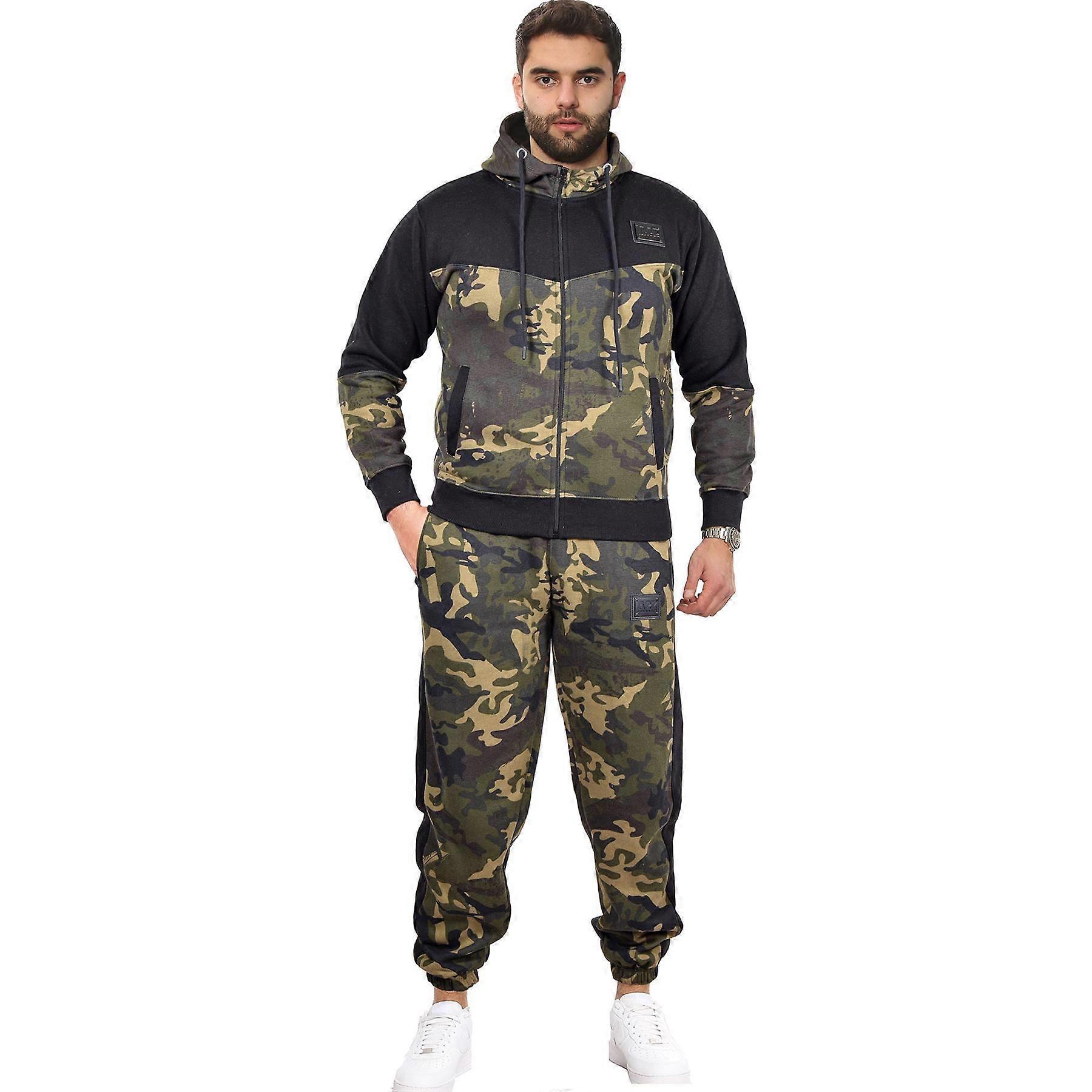 Mens Camouflage Print Fleece Tracksuit