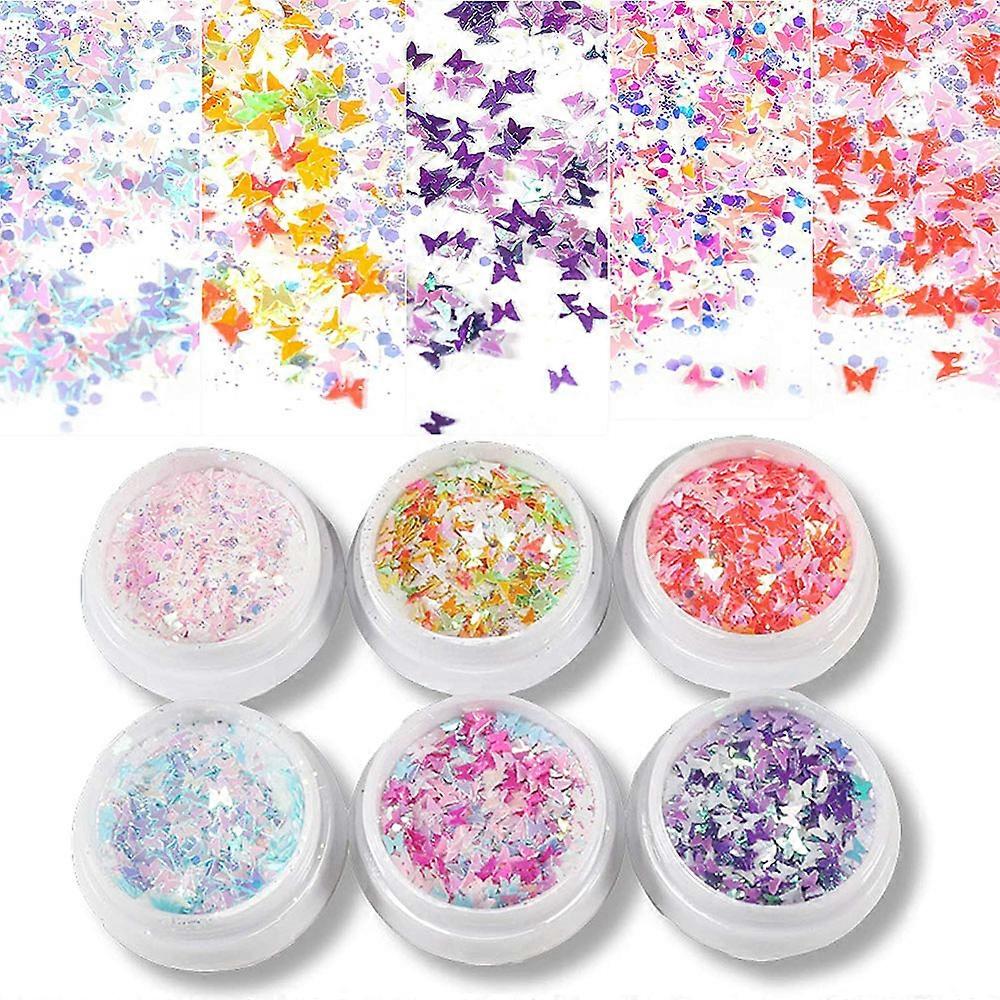 Iridescent Flakes, Color-shift Nail Decorations for Salon-Quality Results, Non-toxic Eco-Friendly High-quality Materials (6 Boxes of Creative