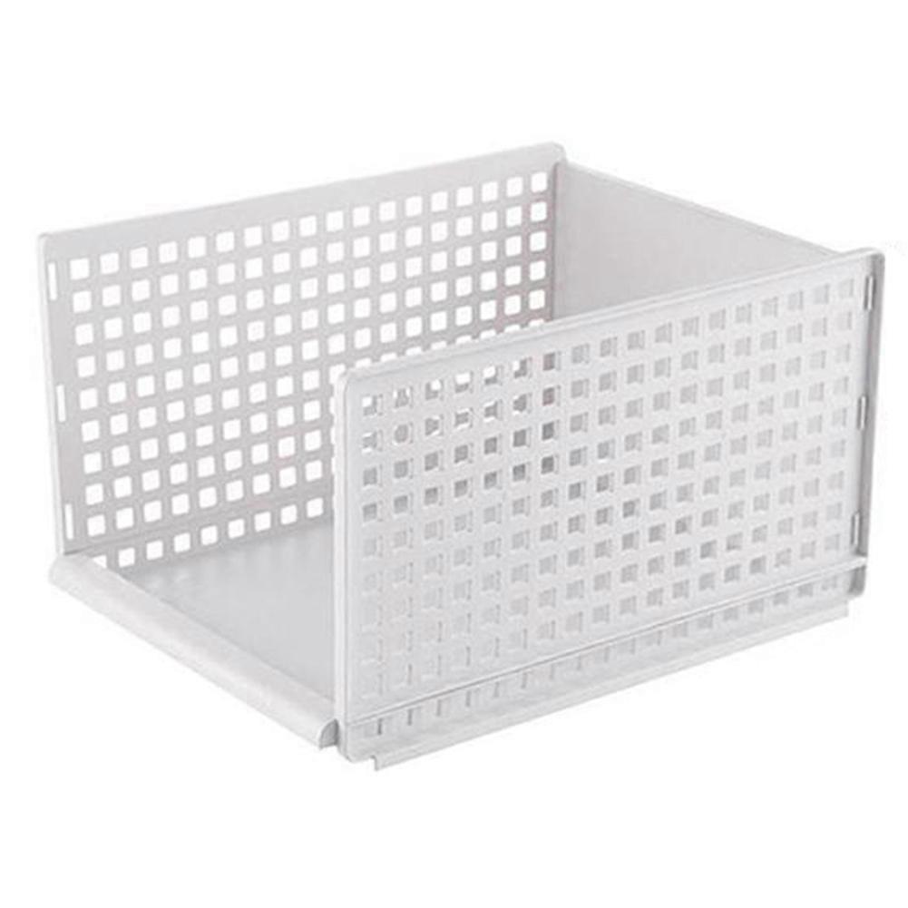 Cabinet Storage Shelf Basket Organizer for Clothes, Quilts, and Underwear – Fabric, 3-Tier, Stackable, Grey