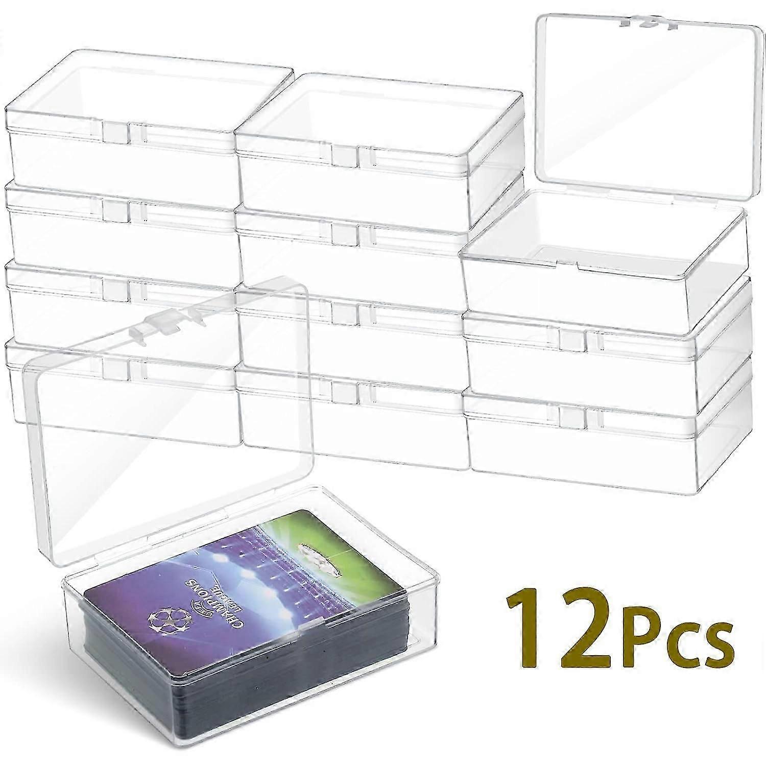 12Pcs Transparent Storage Box Set Plastic Trading Card Storage Box Portable Small Items Organizer with Lid Reusable