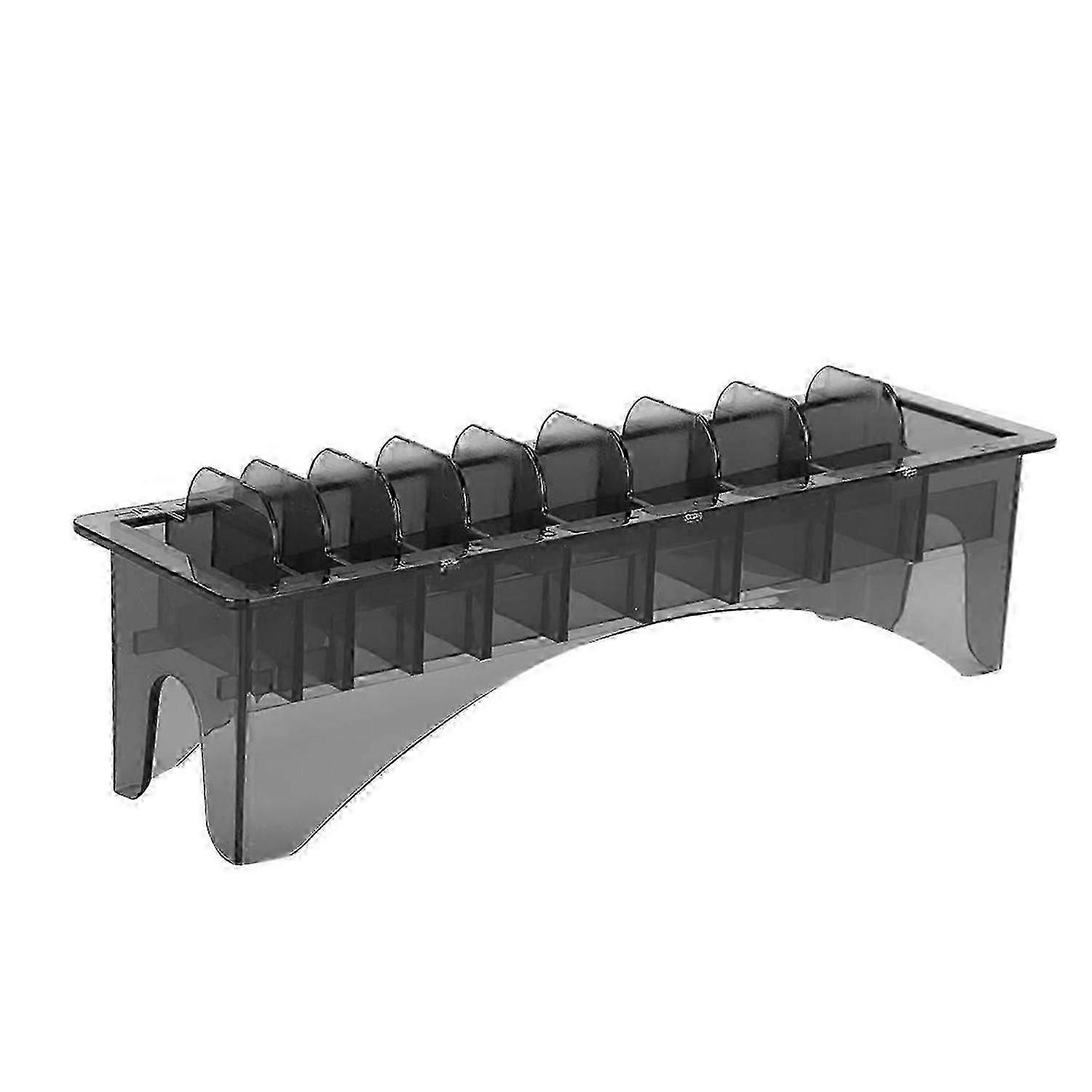 Hair Clipper Guard Storage Box with 10 Compartments Waterproof Transparent Rectangular Plastic Guide