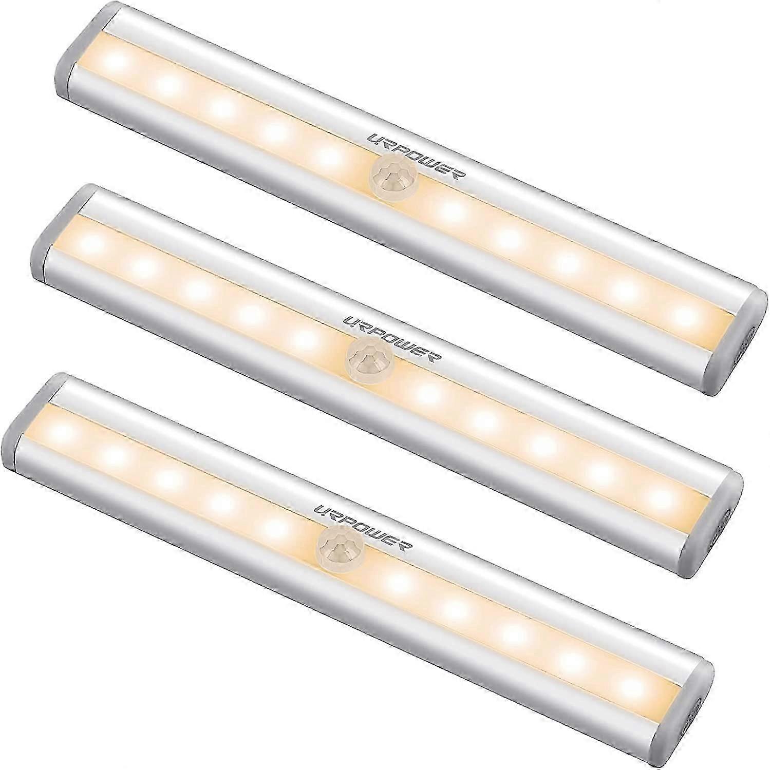 URPOWER Motion Sensor Light Indoor  10 LED Motion Sensor Closet Lights Battery Operated Magnetic Under Cabinet Lights Strip Wireless Stick Up Night Li