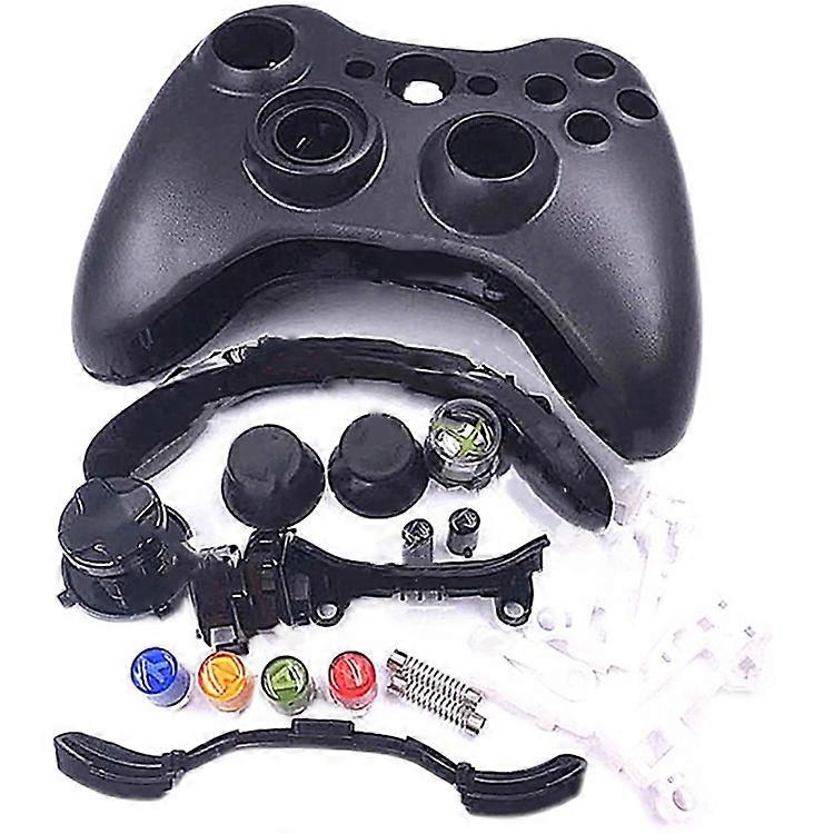 Controller Shell Full Kit Wired Shell Game Accessories for XBOX360 Controller (Wired Black Controller Shell Full Kit)