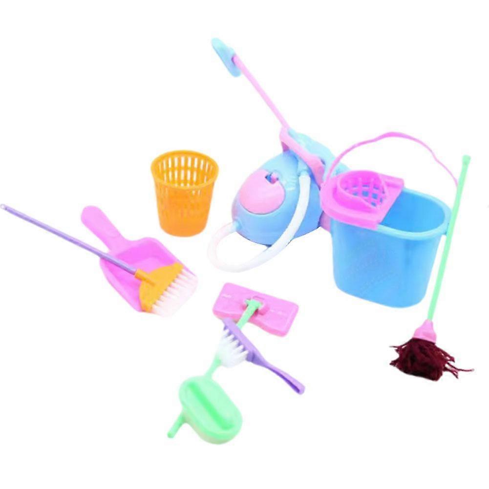 9pcs/set Mini Doll Household Pretend Play Cleaning Tool for Doll House Kids Toy