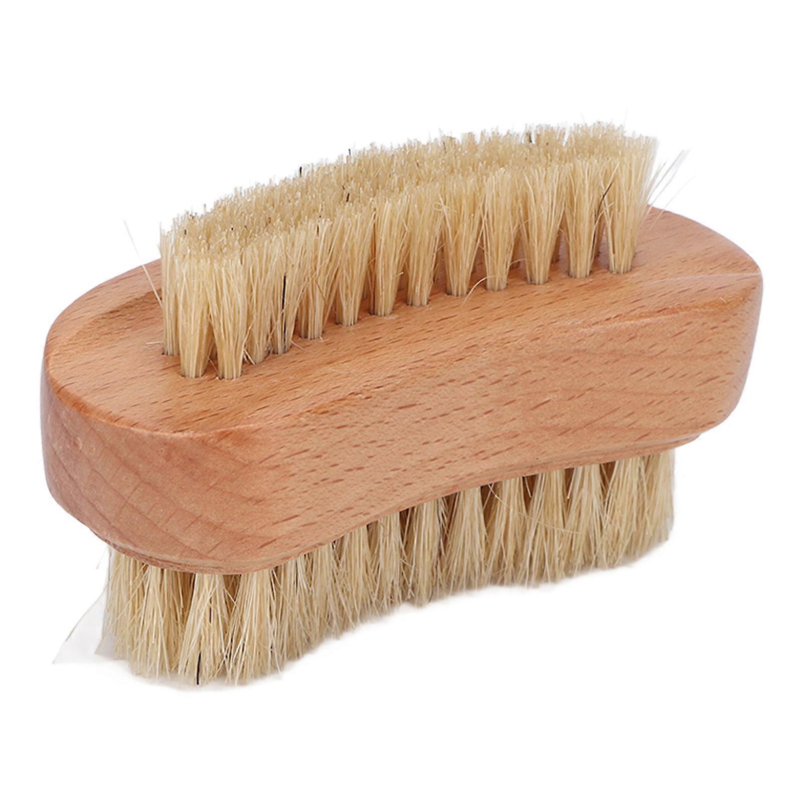 Βούρτσα νυχιών για πεντικιούρ μανικιούρ, ξύλινη λαβή με φιλικό προς το περιβάλλον σχεδιασμό διπλής όψης, φυσική τρίχα για απολέπιση δέρματος, αντιολισθητική λαβή για προώθηση