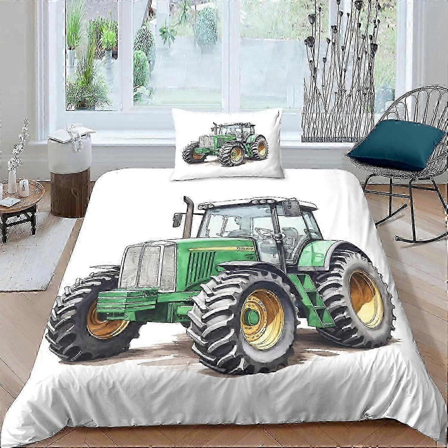 J4037 Lenzuola Trattore Copripiumino Set 3 pezzi Copripiumino di qualità alberghiera Set da letto Copriletto con federe con chiusura a cerniera Ultra Soft Hypoaller