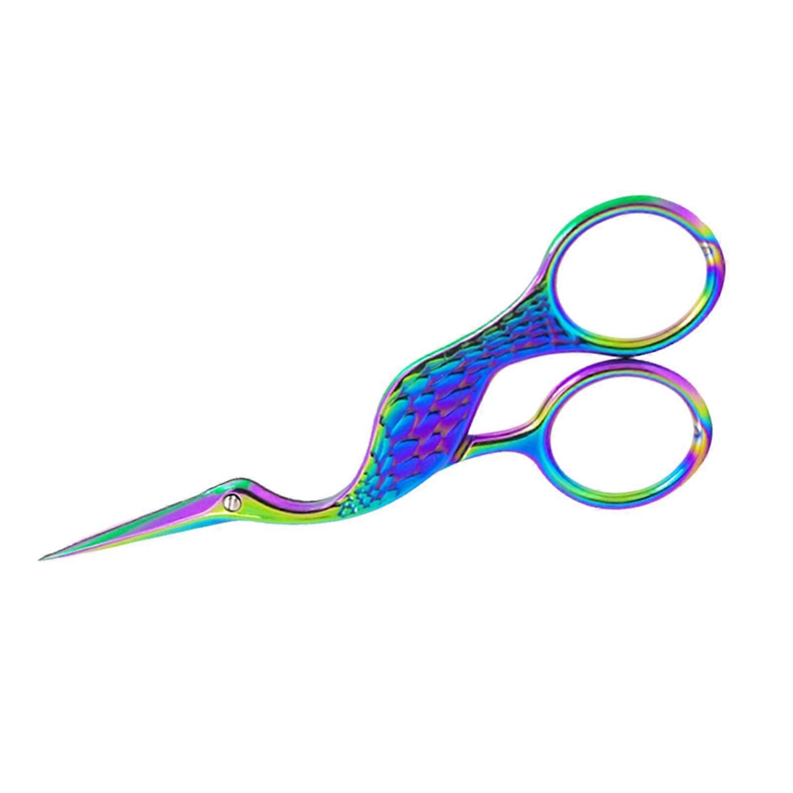 Vintage Style Crane Design Scissors Handcraft Sharp Cutting Colorful