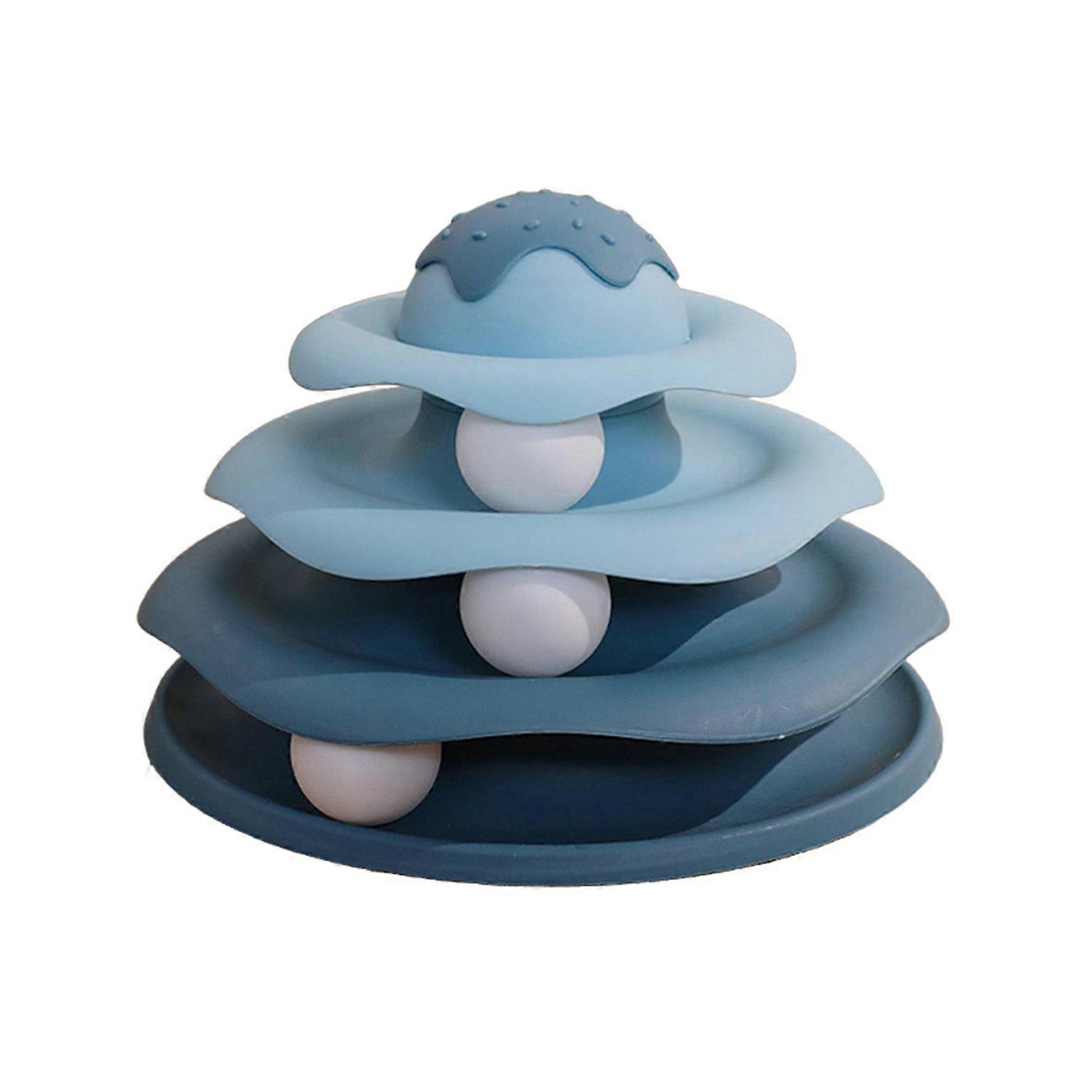 Cat Roller Toy 4-Level Turntable Cat Tower Toy with Ball Track Interactive Kitten Puzzle Toy for
