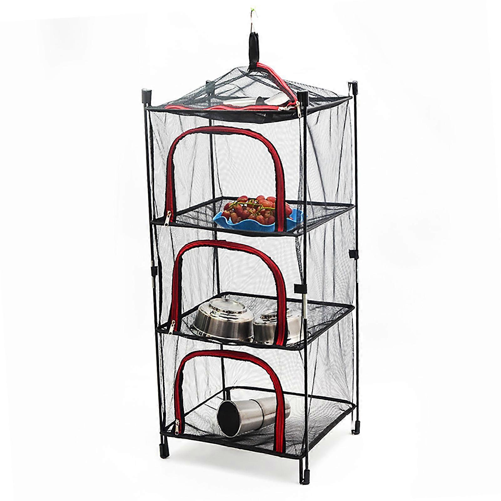 3 Layer Hanging Mesh Rack Foldable Multifunction Portable Foldable Drying Net for Vegetables Flowers
