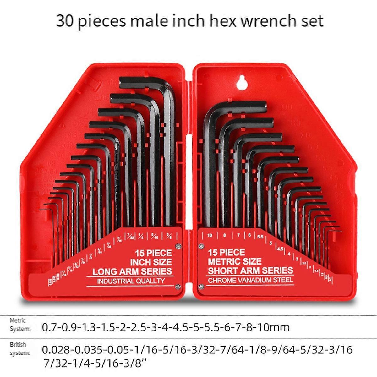 30Pcs Hexagonal Wrench Tool Set SAE & Metric Hex Wrenches