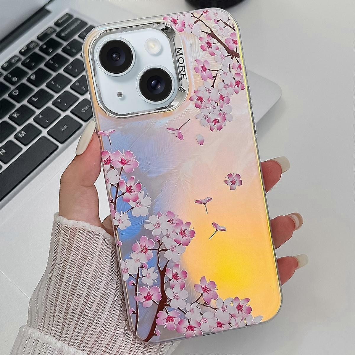 Electroplating Laser Flower Texture TPU Phone Case