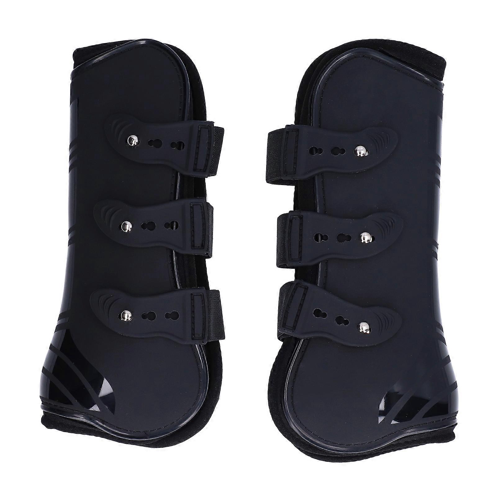 2 Pack Adjustable Neoprene PU Tendon Gaiters Front Leg Protectors Black Size M