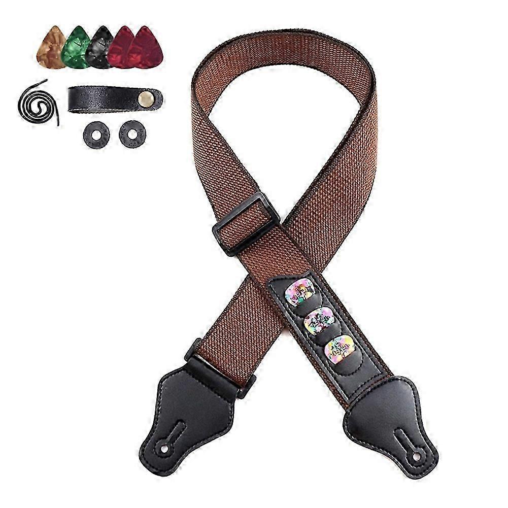 Folk Gitarr Elgitarr Bas Ren Bomull Rem med Headstock Pick-Khaki