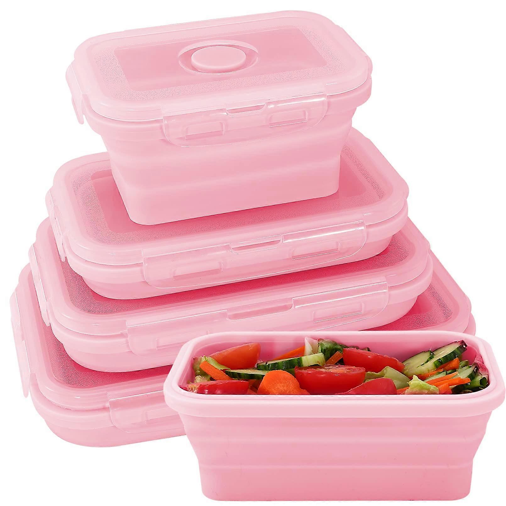 Silicone food storage containers with lid, silicone 4 lunch box containers set, foldable