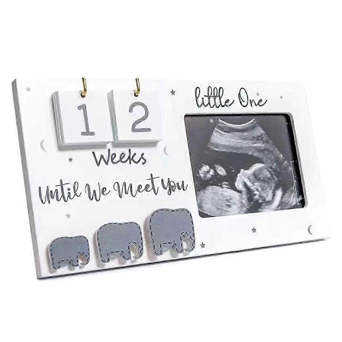 Sonogram Picture Frames, Ultrasound Photo Frames with Countdown Weeks, Elephant Nursery Decor for B