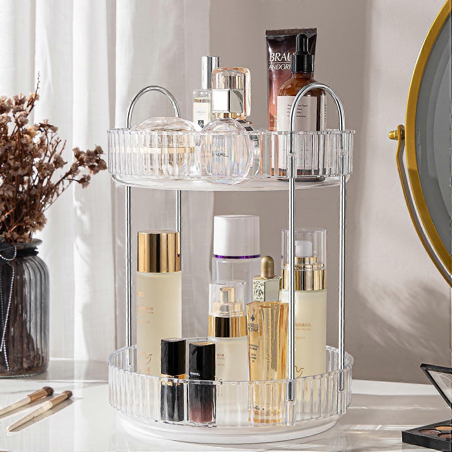 Rotating makeup organizer, 360 ° spinning makeup storage holder shelf