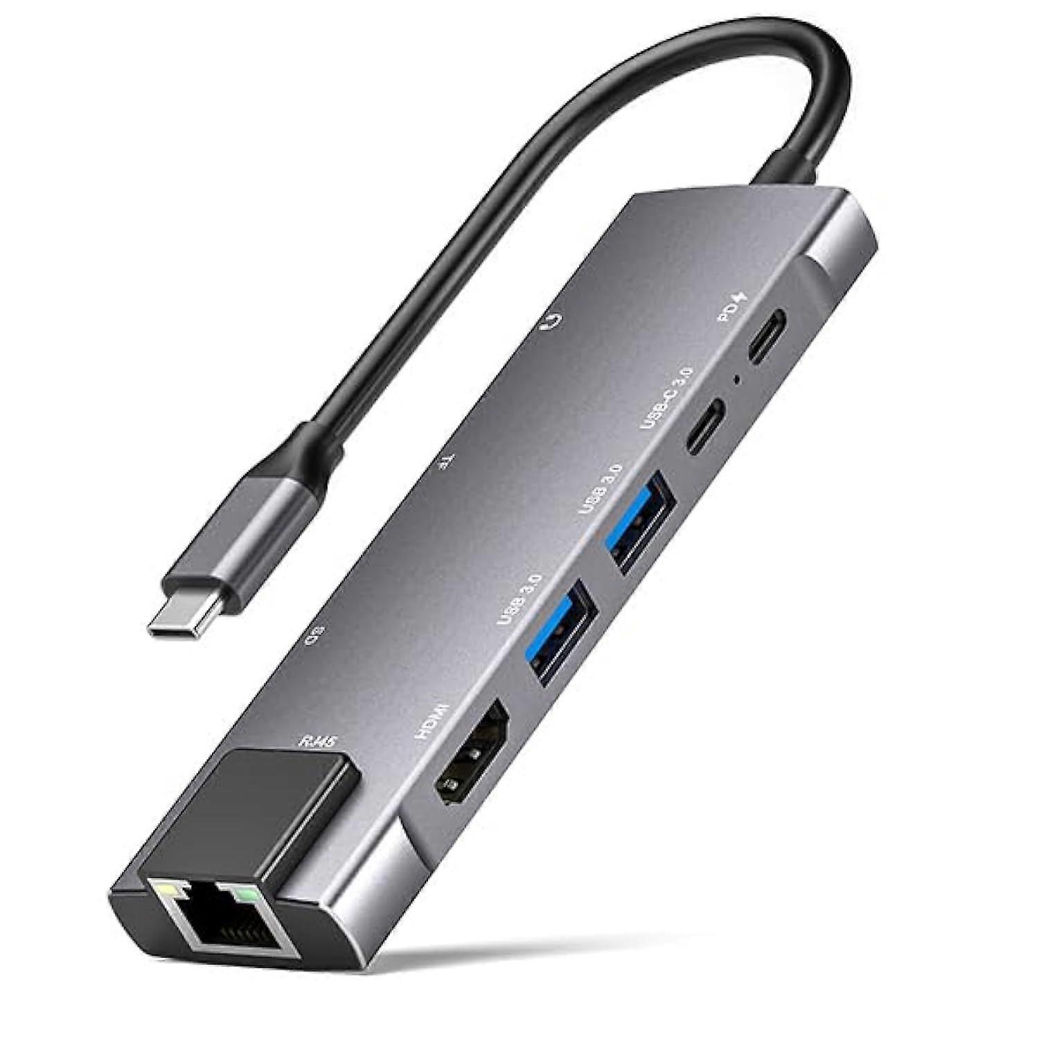 USB C Hub Mulitiport Adapter, 9-in-1 Hub with 1Gbps Ethernet,4K@30Hz HDMI,100W Power Delivery, 2 USB 3.0,SD/TF Card Slots,3.5mm Jack,USB-C3.0 Data, fo