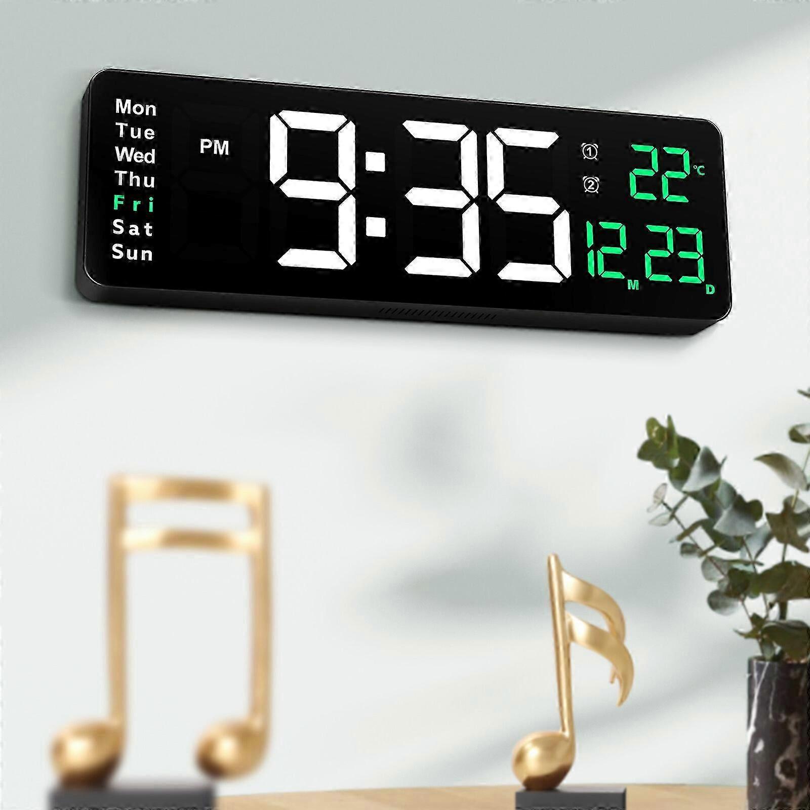 1pc Digital Wall Clock LED Wall Clock with Temperature Date Display Dual Alarm Large Home Decoration 16in