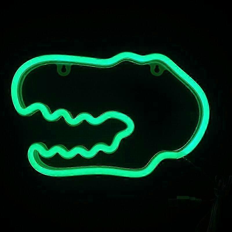 Dinosaur Neon Sign Night Light, USB and Battery Operated Glowing Neon Decorative Green Color LED Wall Decor for Party Bar Decorations (DinosaurC) Edit
