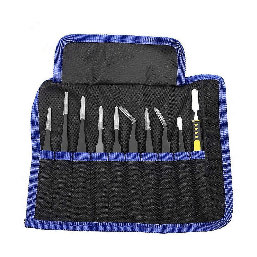 Professional Anti-static Stainless Steel Precision Electronics Tweezers Set Maintenance Tools