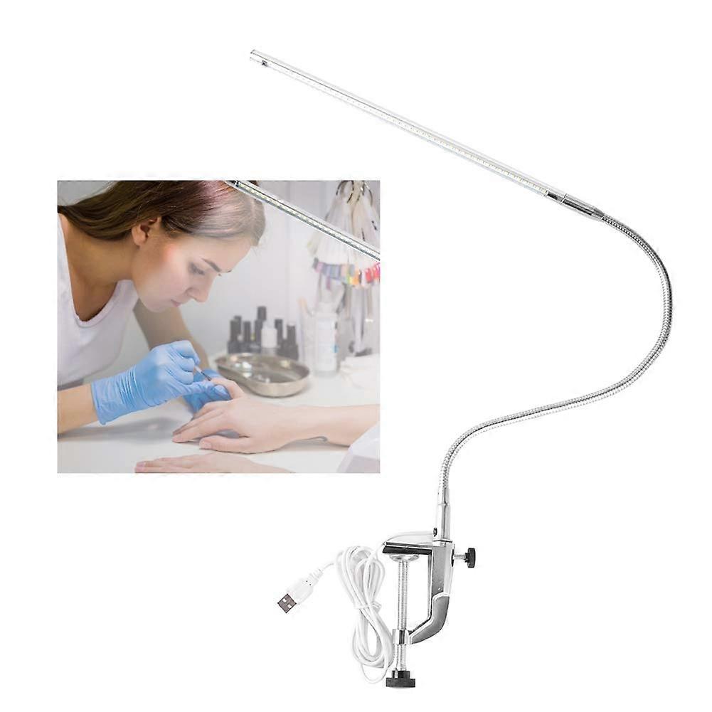 Clip On Lamp, USB Led Nail Tech Desk Bedside Lamp, Professional Gooseneck 360 Swivel with Switch, Eye Care Led Clamp for Reading