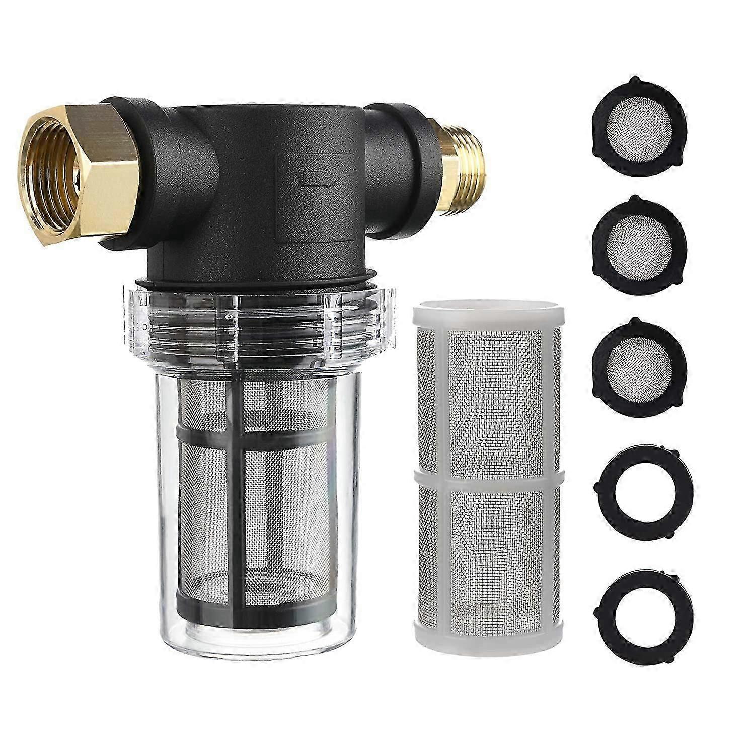 Garden Hose Filter for Pressure Washer Water Inlet, Sediment Inline Filter, 40 Mesh Screen, Extra 100 Mesh