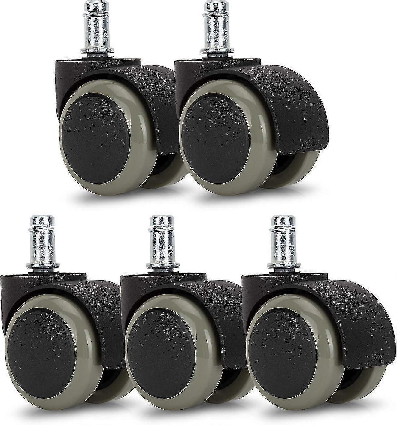 オフィスチェア用キャスター - アームチェア用キャスター5個セット - 交換用ホイール 11/50 mm - ハードフロア用サイレントシートレッグ - Greyfontainebleau